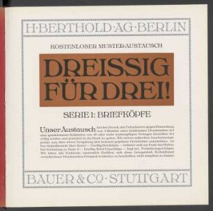 Kostenloser Muster-Austausch Dreissig für drei! : Serie 1: Briefköpfe