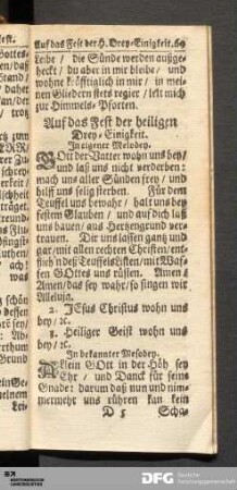 Auf das Fest der heiligen Drey-Einigkeit.
