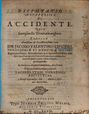 Disputatio metaphysica de accidente