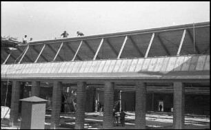 Linnich: Neubau der Seidenfabrik, Nordfront mit Blick in die Halle