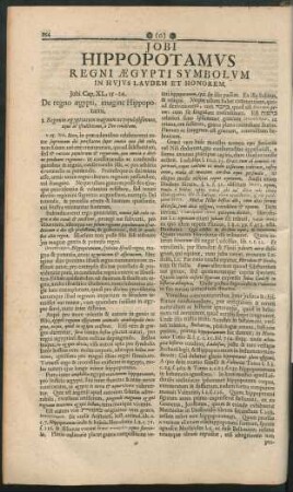 Jobi Hippopotamus Regni Aegypti Symbolum In Hujus Laudem Et Honorem.