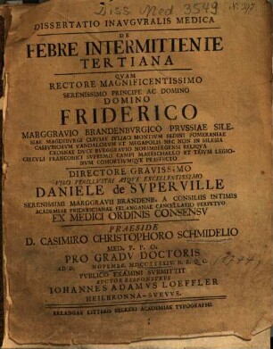 Dissertatio Inavgvralis Medica De Febre Intermittente Tertiana