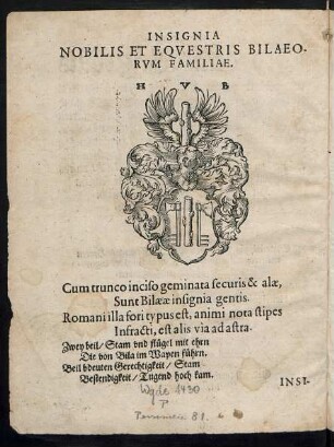 Insignia Nobilis Et Equestris Bilaeorum Familiae.