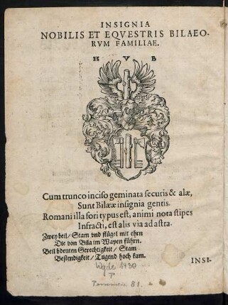 Insignia Nobilis Et Equestris Bilaeorum Familiae.