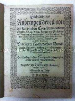 Streitschrift aus der Zeit des Dreißigjährigen Krieges