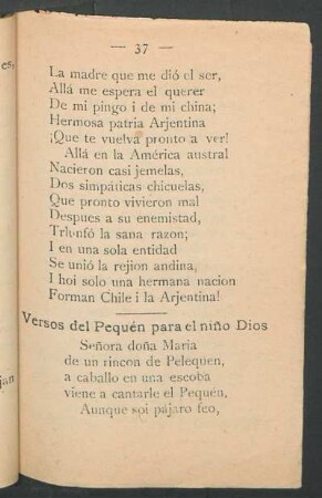Versos del Pequén para el niño Dios