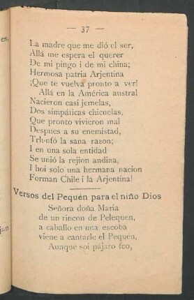 Versos del Pequén para el niño Dios