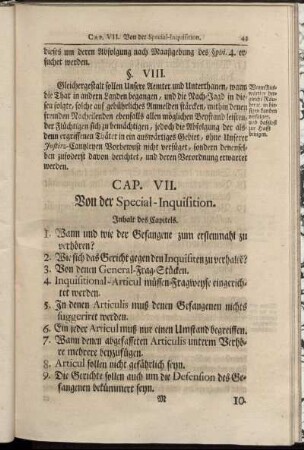 Cap. VII. Von der Special-Inquisition.