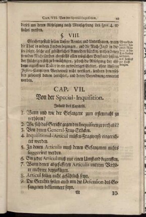 Cap. VII. Von der Special-Inquisition.