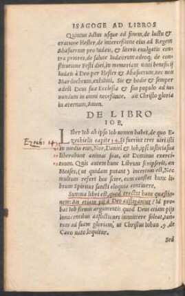 De Libro Iob. - De Libro Iesu Siracidae.
