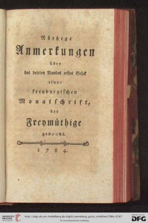 Noethige Anmerkungen ueber des dritten Bandes erstes Stueck [...]