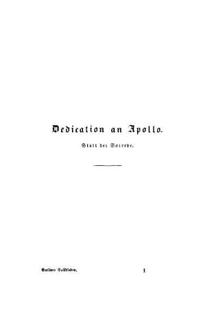 Dedication an Apollo