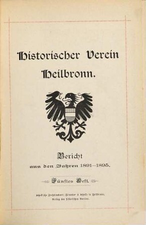 Bericht : aus den Jahren ... 5. 1891/95. - 1895