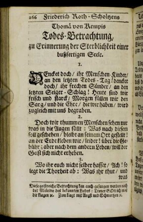Thomä von Kempis Todes-Betrachtung,[...] - Das 7. Gebet. Um Trost.