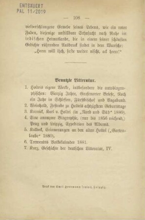 Benutzte Litteratur