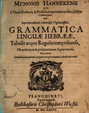 Grammatica linguae Hebraicae