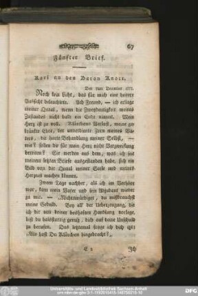Fünfter Brief. Karl an den Baron Knorr.