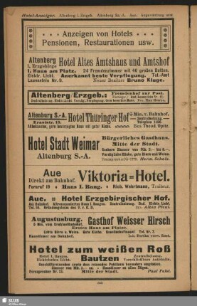 Anzeigen von Hotels, Pensionen, Restaurationen usw.