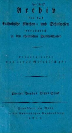 Zweiten Bandes Erstes Stück