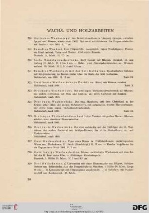 Wachs- und Holzarbeiten (Nr. 318-366)