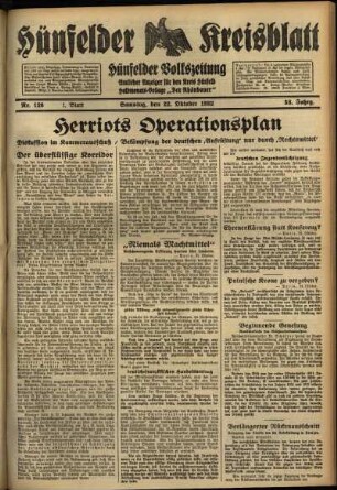 Erste Ausgabe vom Samstag, den 22. Oktober 1932.