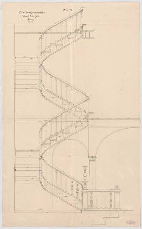 Thiersch, Friedrich von; München, Georgenstr. 16; Haus Thiersch - Treppe (Schnitt)