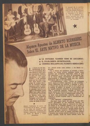 Algunos apuntes de Alberto Rodríguez sobre el arte nativo de la música