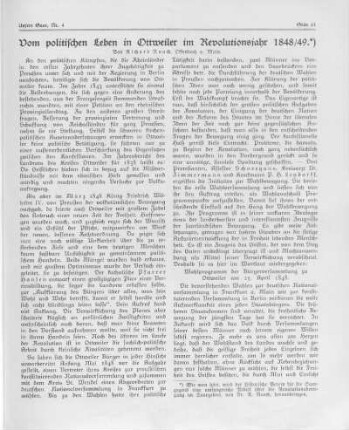 Vom politischen Leben in Ottweiler im Revolutionsjahr 1848/49.