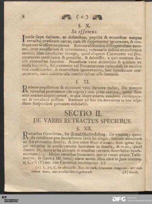 Sectio II. De Variis Retractus Speciebus.