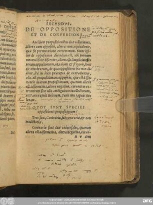 De Oppositione Et De Conversione.