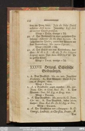 XXXVII. Herzogl. Schlesische Goldmünzen.