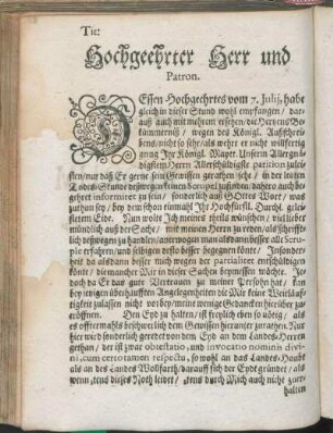 Hochgeehrter Herr und Patron.