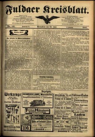 Zweite Ausgabe vom Samstag, den 22. Juni 1907.