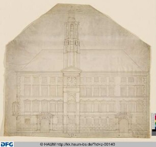 Fassadenentwurf (Umbauentwurf) zum Ausgburger Rathaus