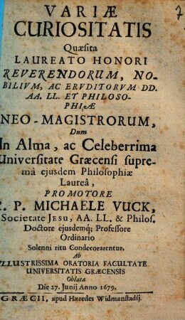 Variae curiositatis quaesita