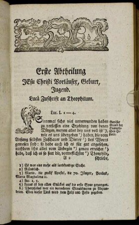 Erste Abtheilung Jesu Christi Vorläufer, Geburt, Jugend.