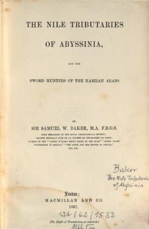 The Nile tributaries of Abyssinia, and the sword hunters of the Hamran Arabs