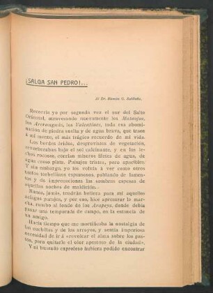 ¡Salga San Pedro!... : Al Dr. ramón G. Saldaña.