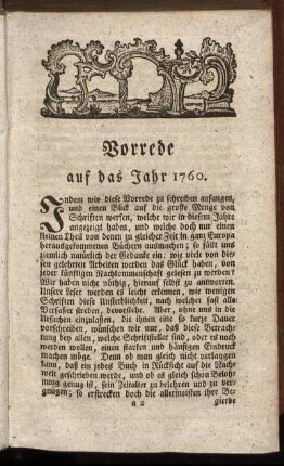 Vorrede auf das Jahr 1760.