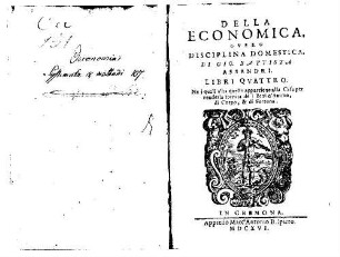 Della Economica, Overo Disciplina Domestica : Libri Qvattro