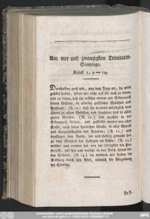 Am vier und zwanzigsten Trinitatis-Sonntage. Koloss 1, 9-14.