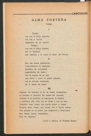 Alma porteña : Tango