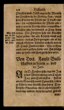 Von Doct. Fausti Bullschafften in seinem 19. und 20. Jare.