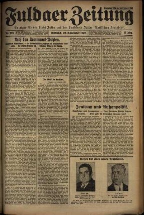 Ausgabe vom Mittwoch, den 20. November 1929.