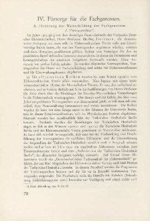 IV. Fürsorge für die Fachgenossen