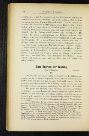 Zum Begriffe der Bildung : (Schluß)