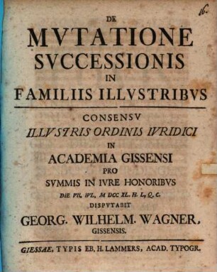 De Mvtatione Svccessionis In Familiis Illvstribvs