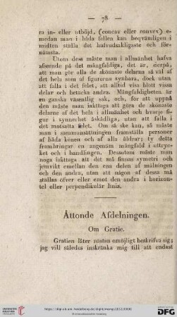 Åttonde Afdelningen. Om Gratie