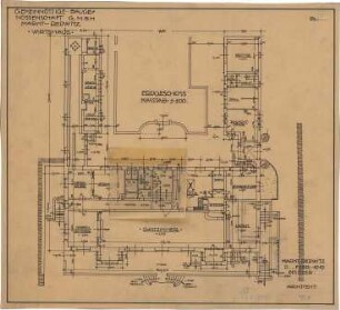 Fischer, Theodor; Marktredwitz; Baugenossenschaft Vereinigte Chamottfabrik, Wirtshaus - 2. Variante (Grundriss EG)