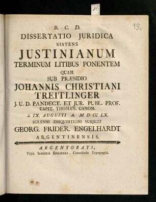 1-20, Justinianum Terminum Litibus ...